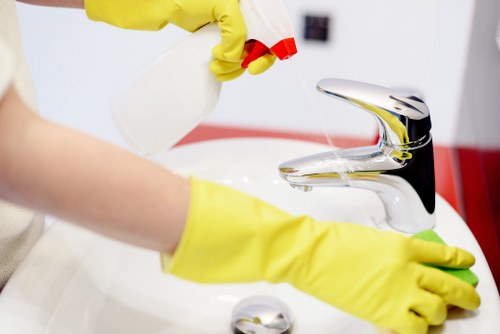 Cleaning team reviewing a complaint report in an office setting