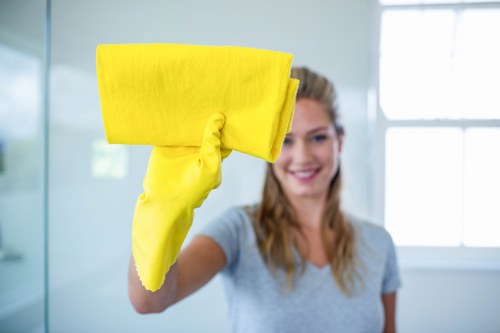 Cleaner working in a Brixton kitchen and living space