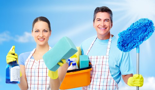 Detailed post-construction cleaning of kitchen surfaces and fittings