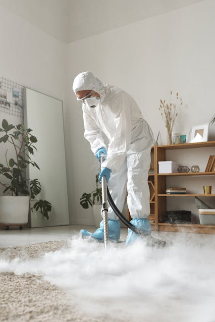 A woman using a yellow vacuum cleaner to perform surface cleaning on a patterned, beige and pastel-colored rug in a living room. She is dressed casually in a beige jacket, white sneakers, and jeans. T